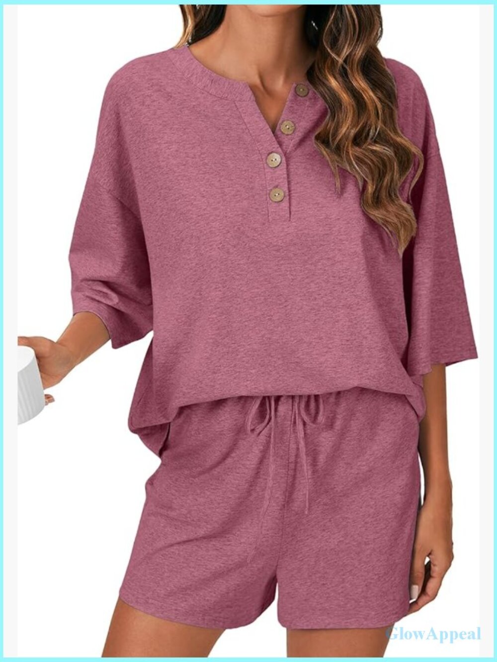 Women's Pajama Set Button Down Top and Shorts with Pockets